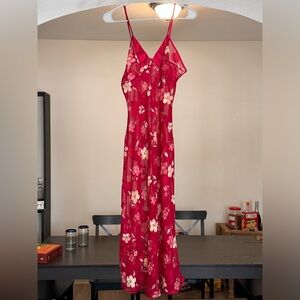 Secret Treasures maroon sheer floral midi dress